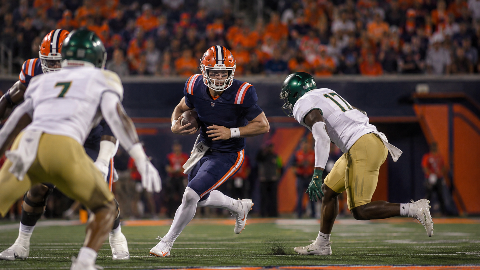 Game-night football illustration for UAB at Illinois