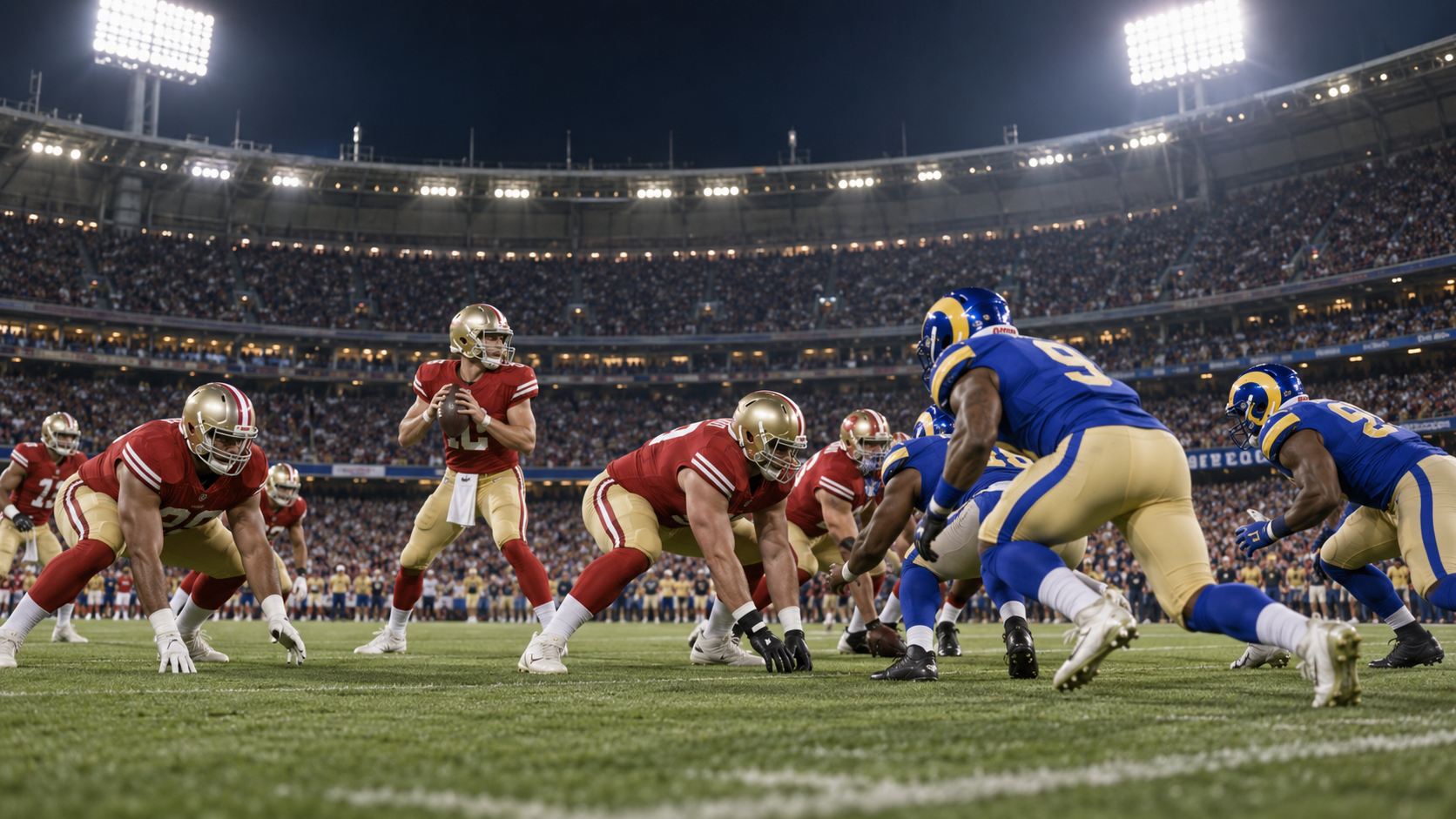 San Francisco 49ers and Los Angeles Rams game action