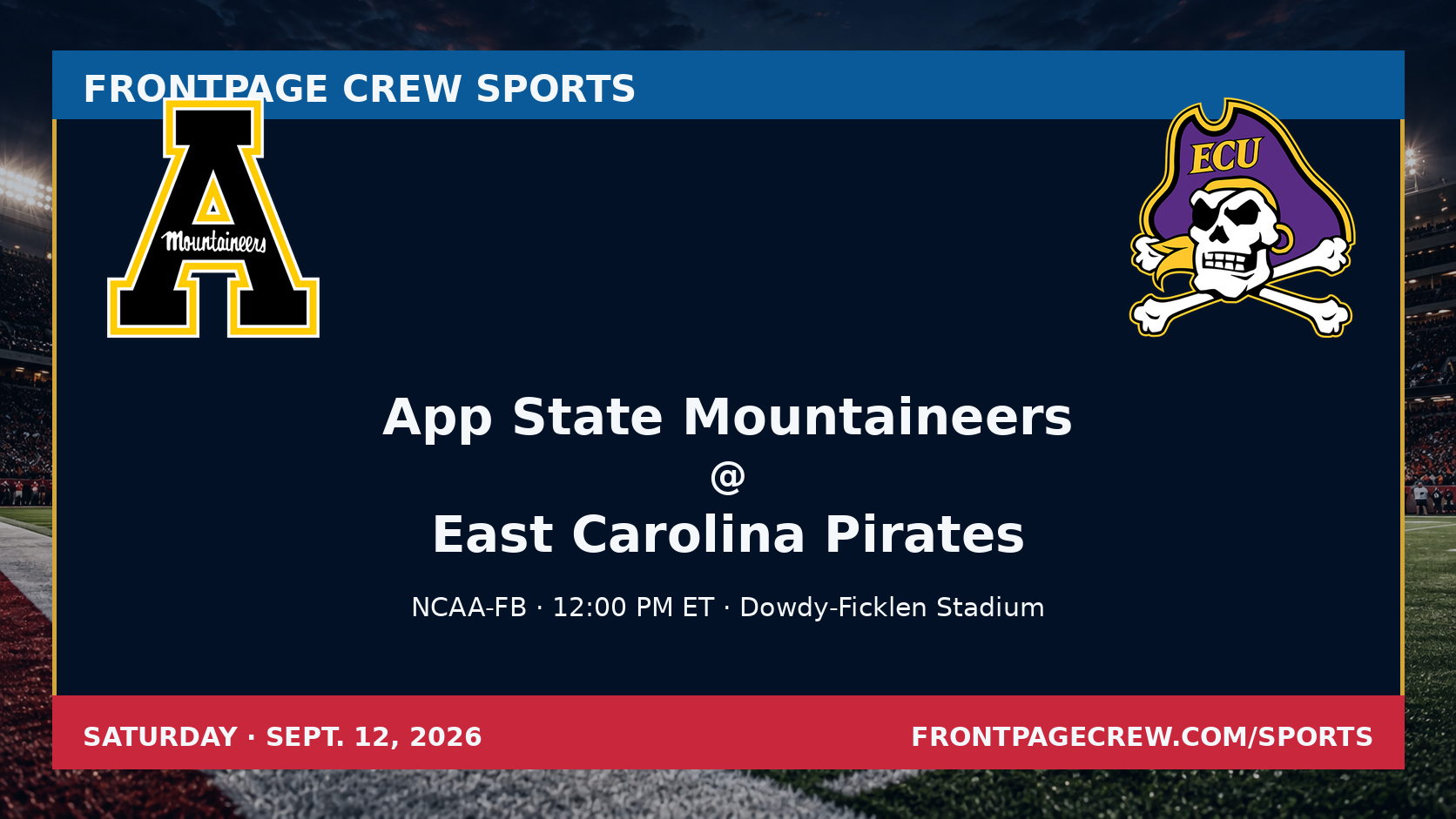 App State Mountaineers and East Carolina Pirates game scene