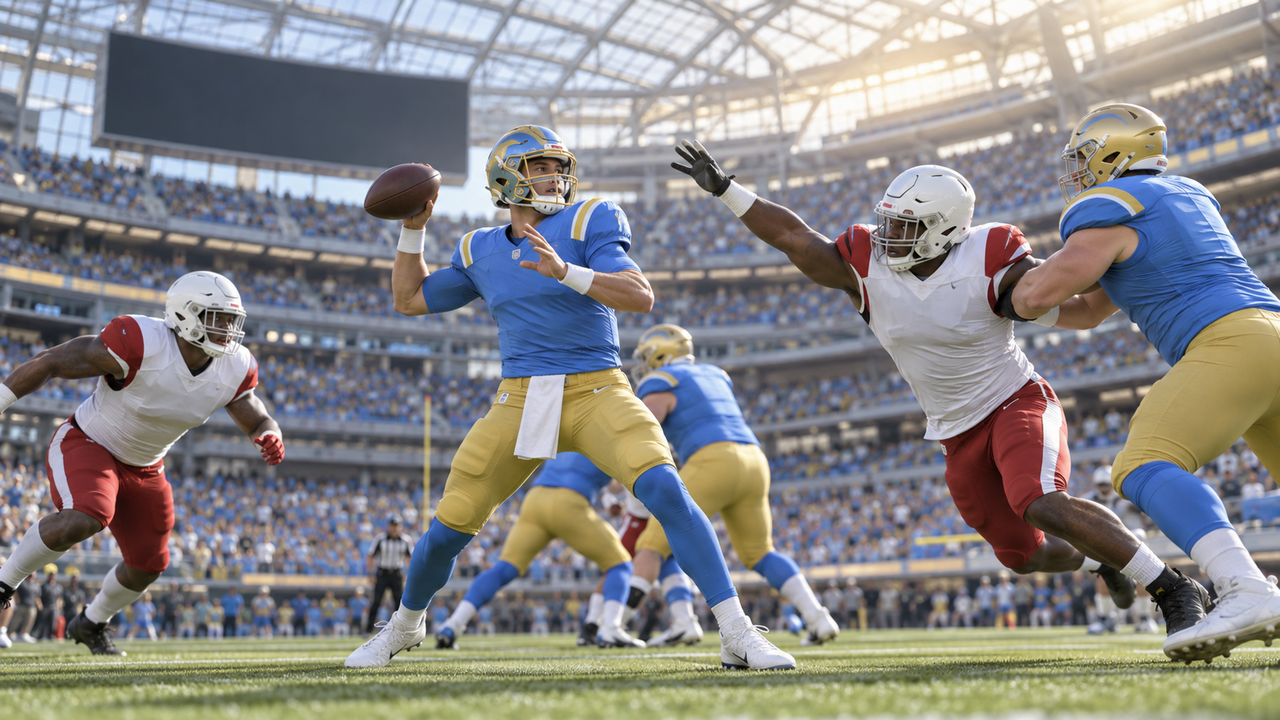 Text-free NFL game scene for Arizona Cardinals at Los Angeles Chargers