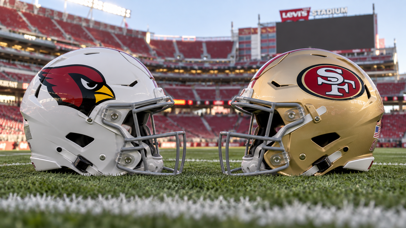 Editorial illustration representing Arizona Cardinals and San Francisco 49ers