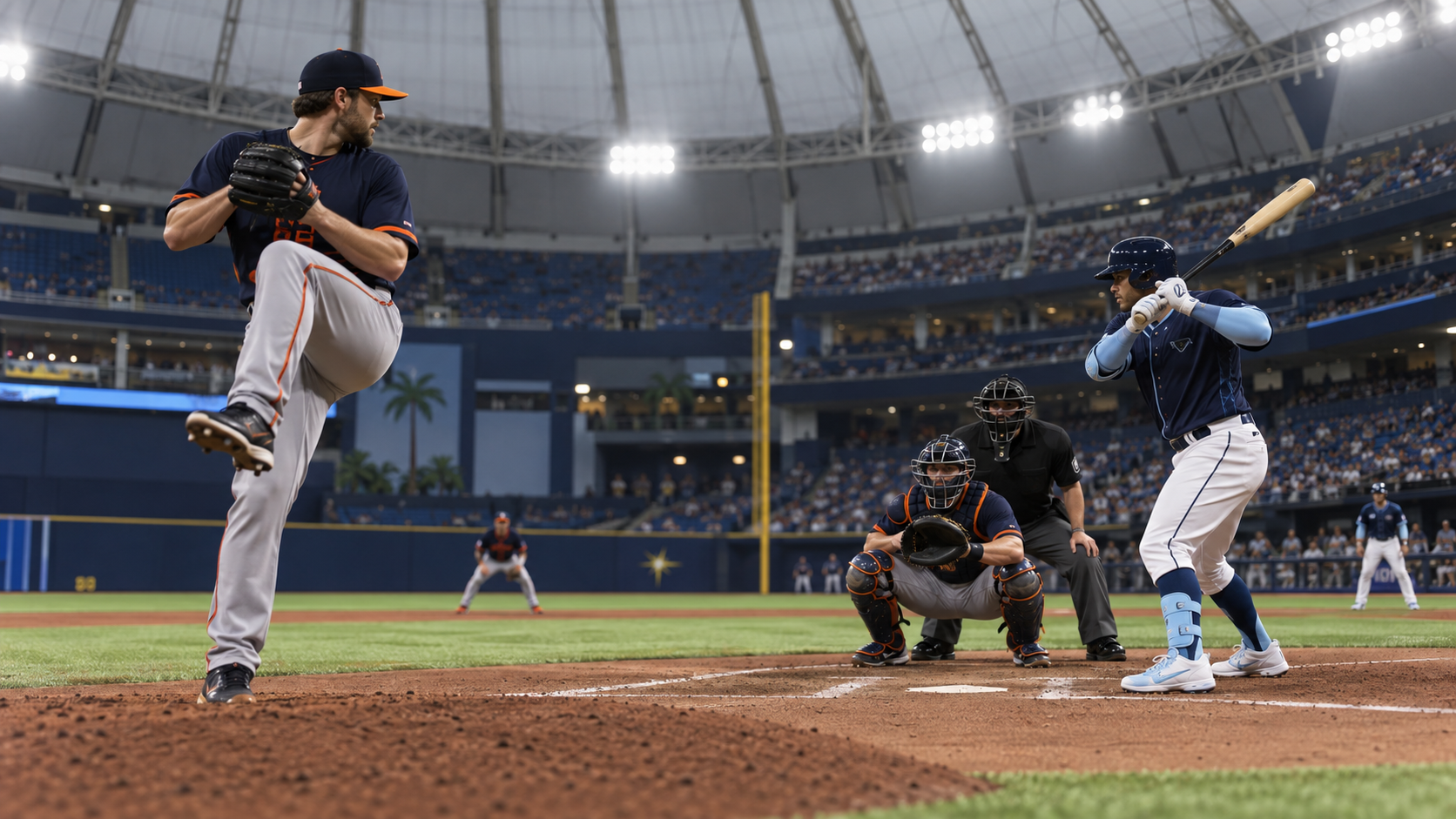 Houston Astros and Tampa Bay Rays game scene