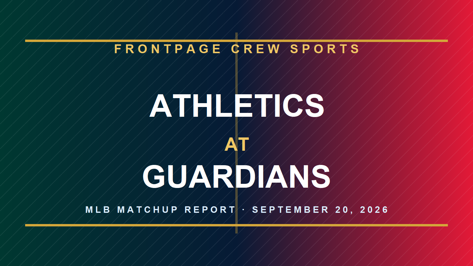 Athletics at Guardians branded MLB matchup graphic