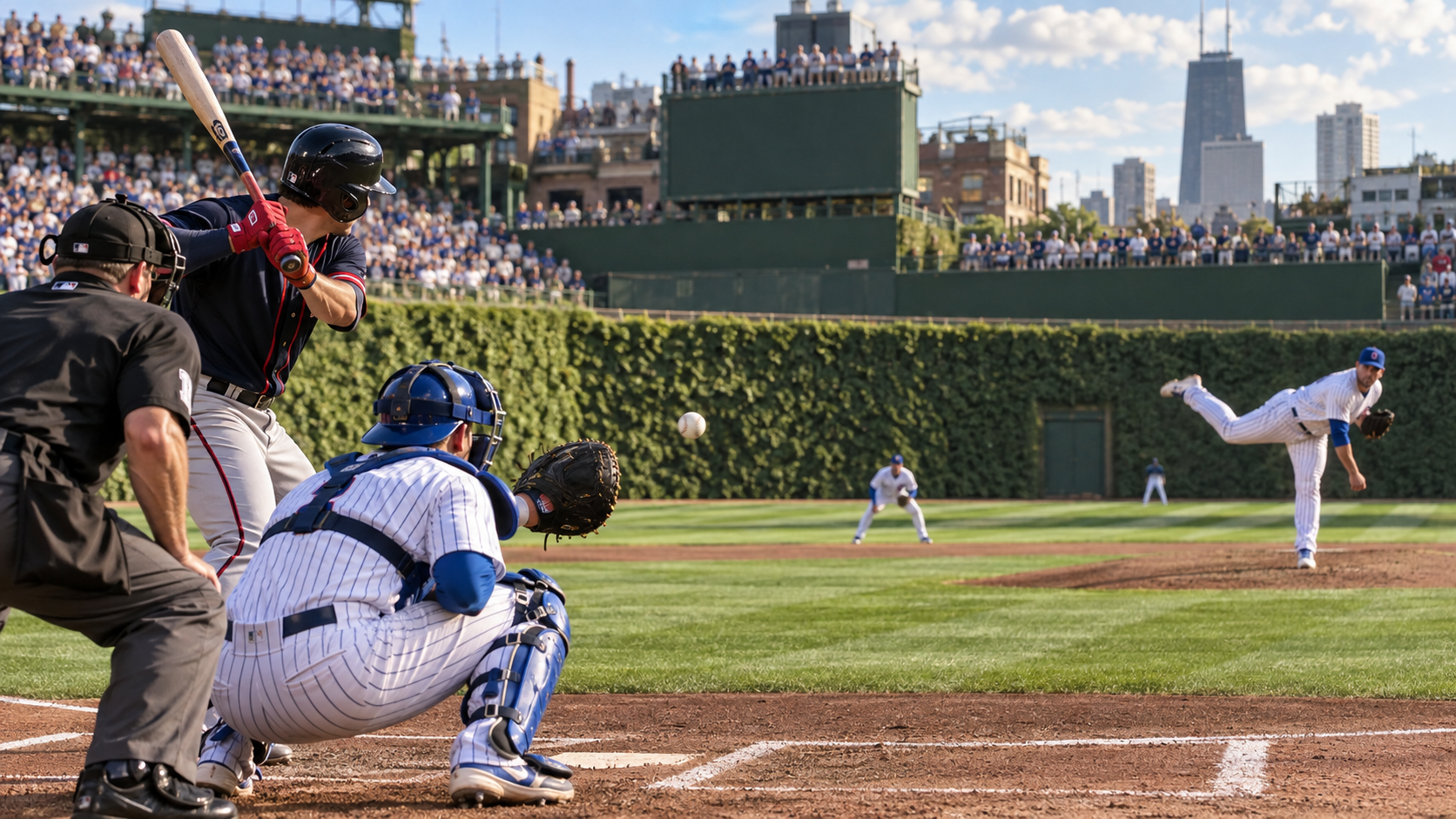 Text-free MLB game scene for Atlanta Braves at Chicago Cubs