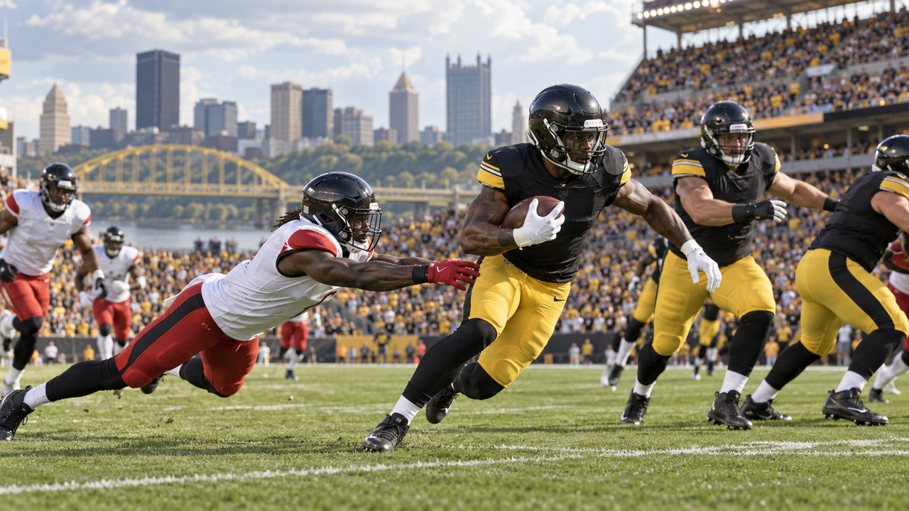 Text-free NFL game scene for Atlanta Falcons at Pittsburgh Steelers