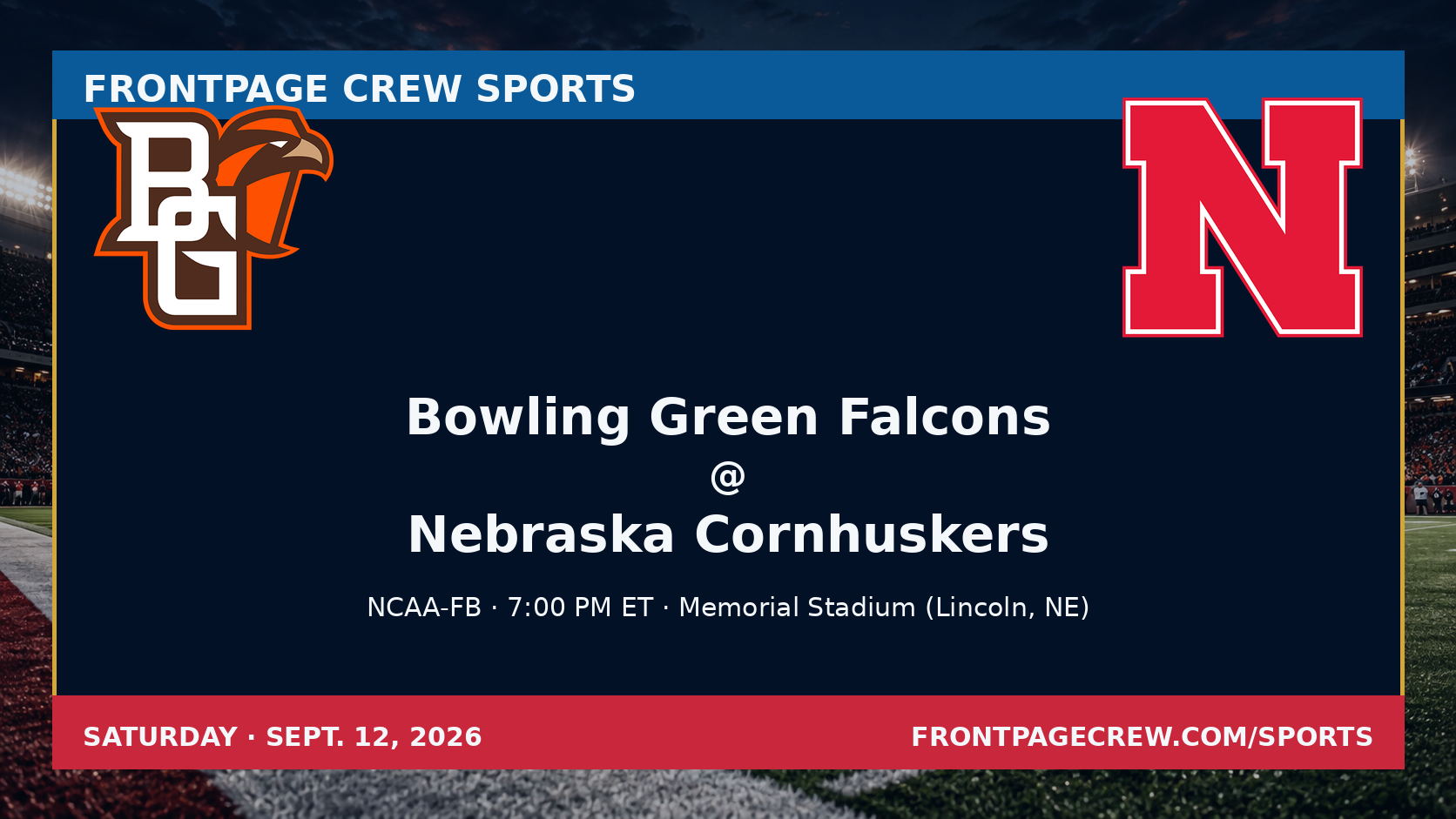 Bowling Green Falcons and Nebraska Cornhuskers game scene