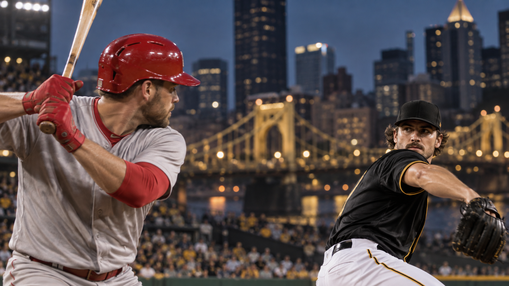 Cardinals at Pirates baseball matchup scene