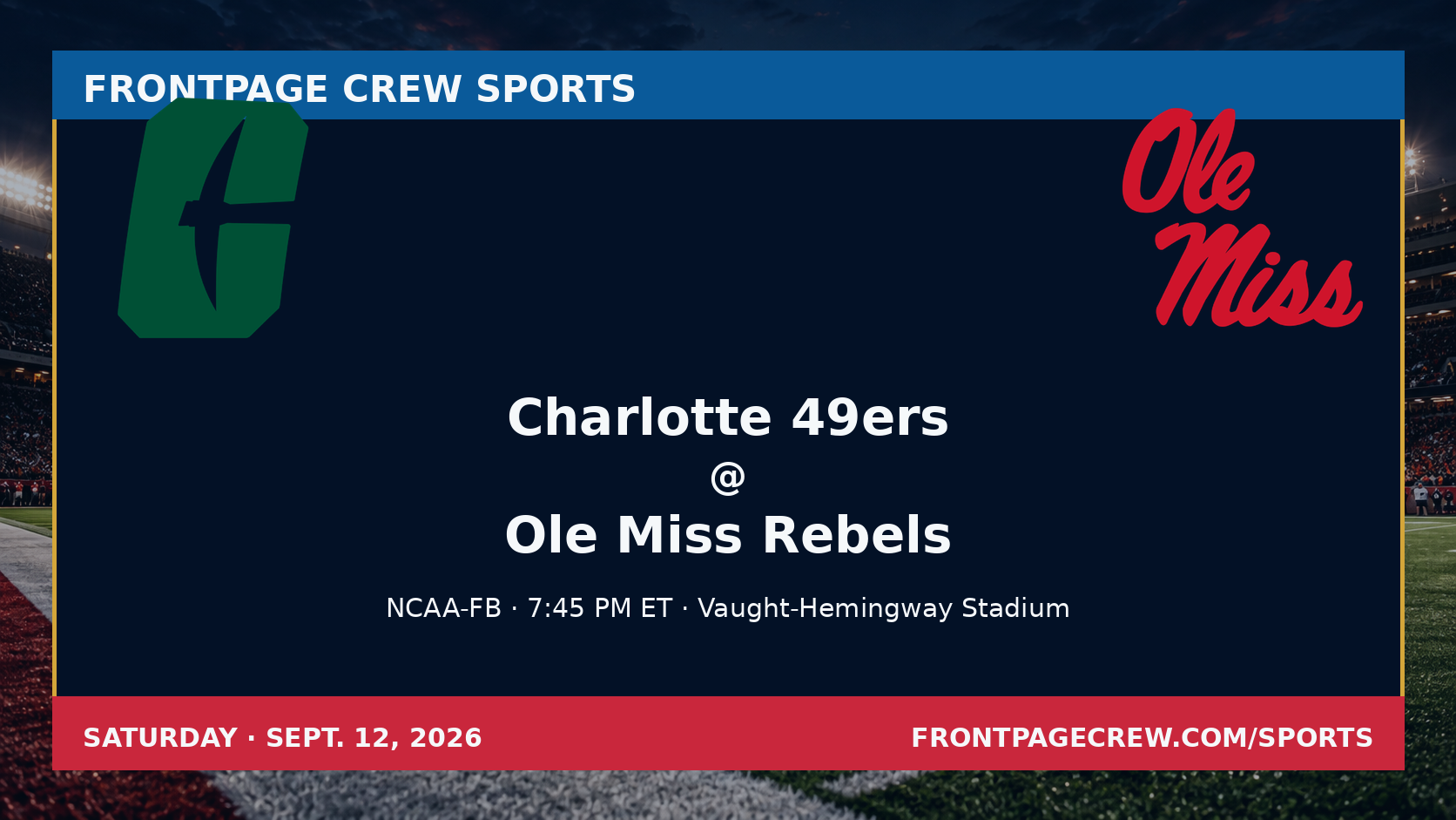 Charlotte 49ers and Ole Miss Rebels game scene