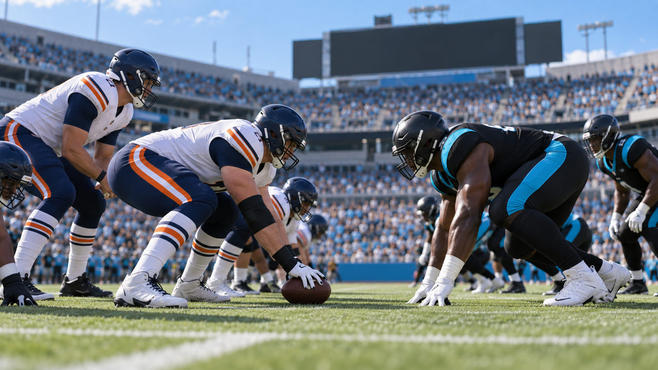 Text-free NFL game scene for Chicago Bears at Carolina Panthers