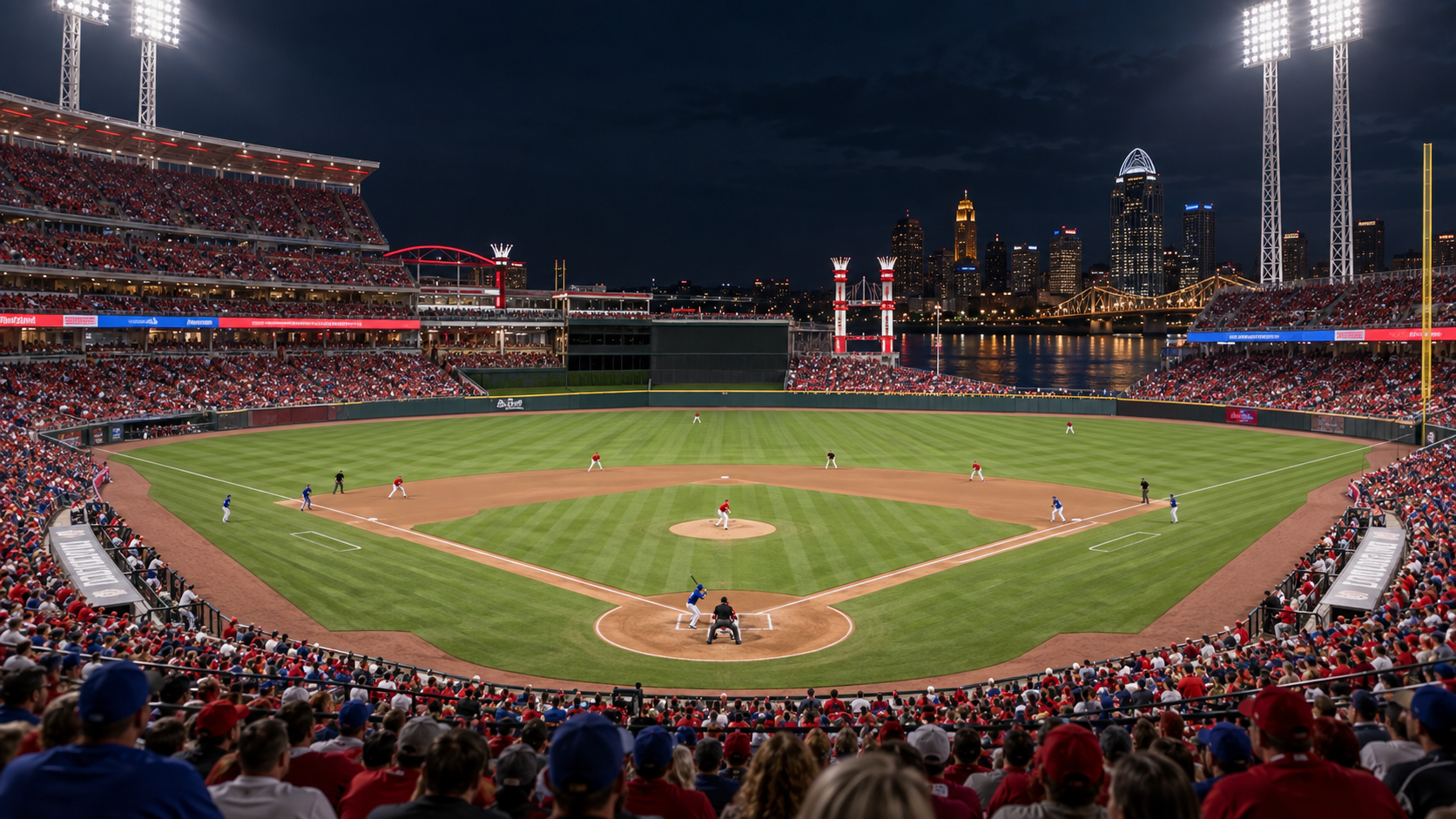 Sports venue scene for Chicago Cubs at Cincinnati Reds
