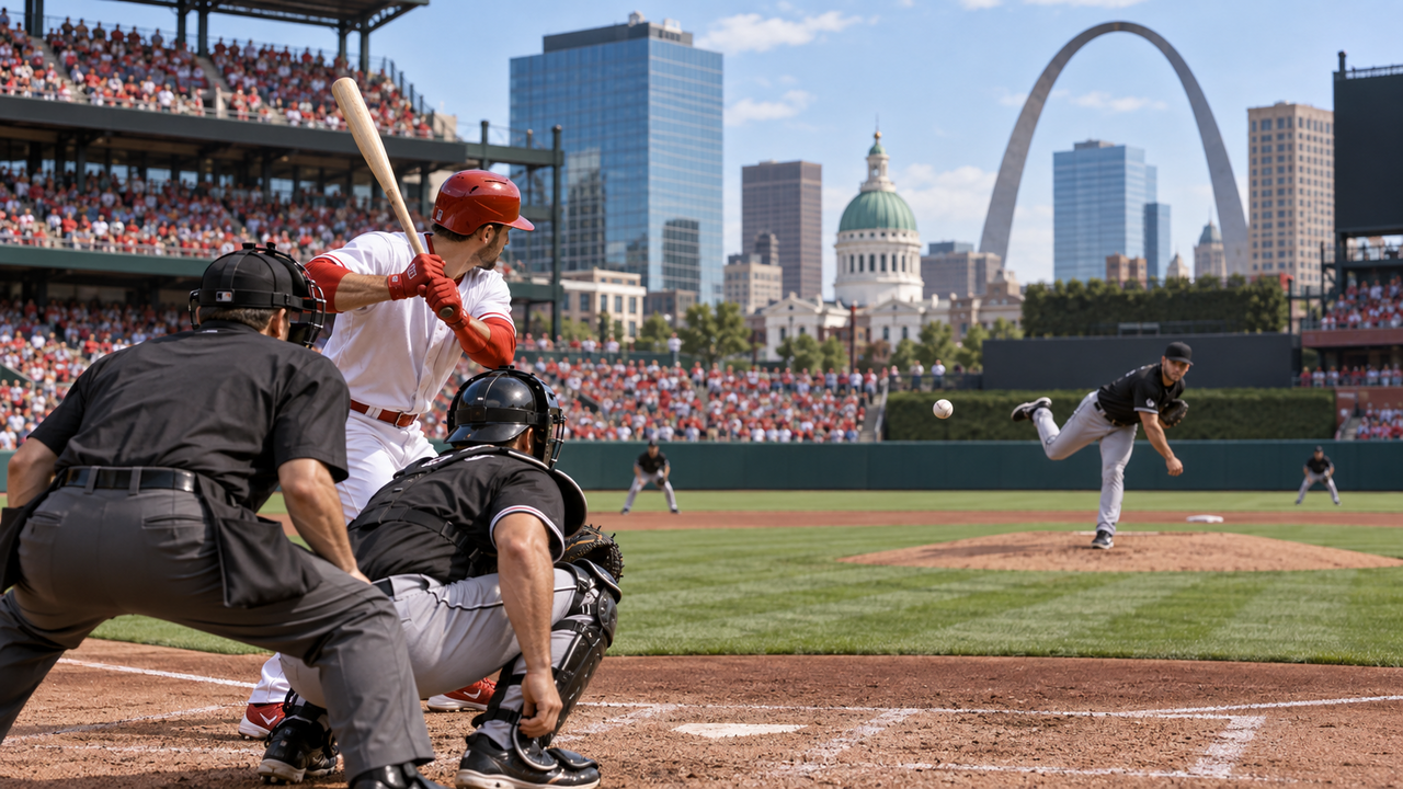 Text-free MLB game scene for Chicago White Sox at St. Louis Cardinals