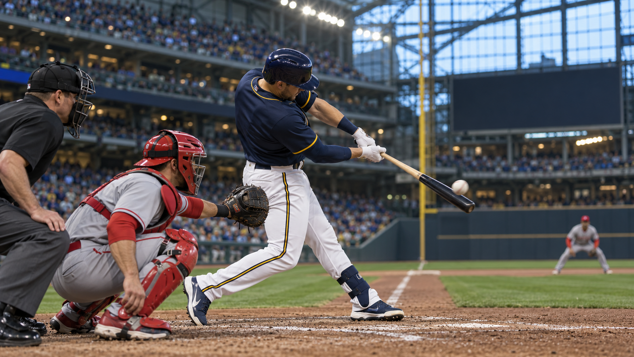 Text-free MLB game scene for Cincinnati Reds at Milwaukee Brewers
