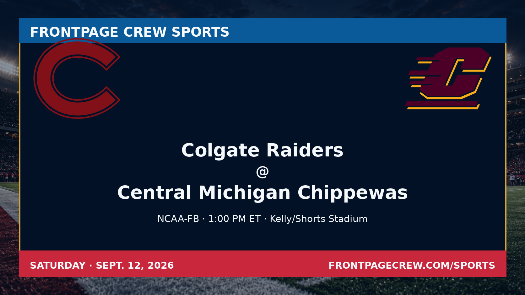 Colgate Raiders and Central Michigan Chippewas game scene