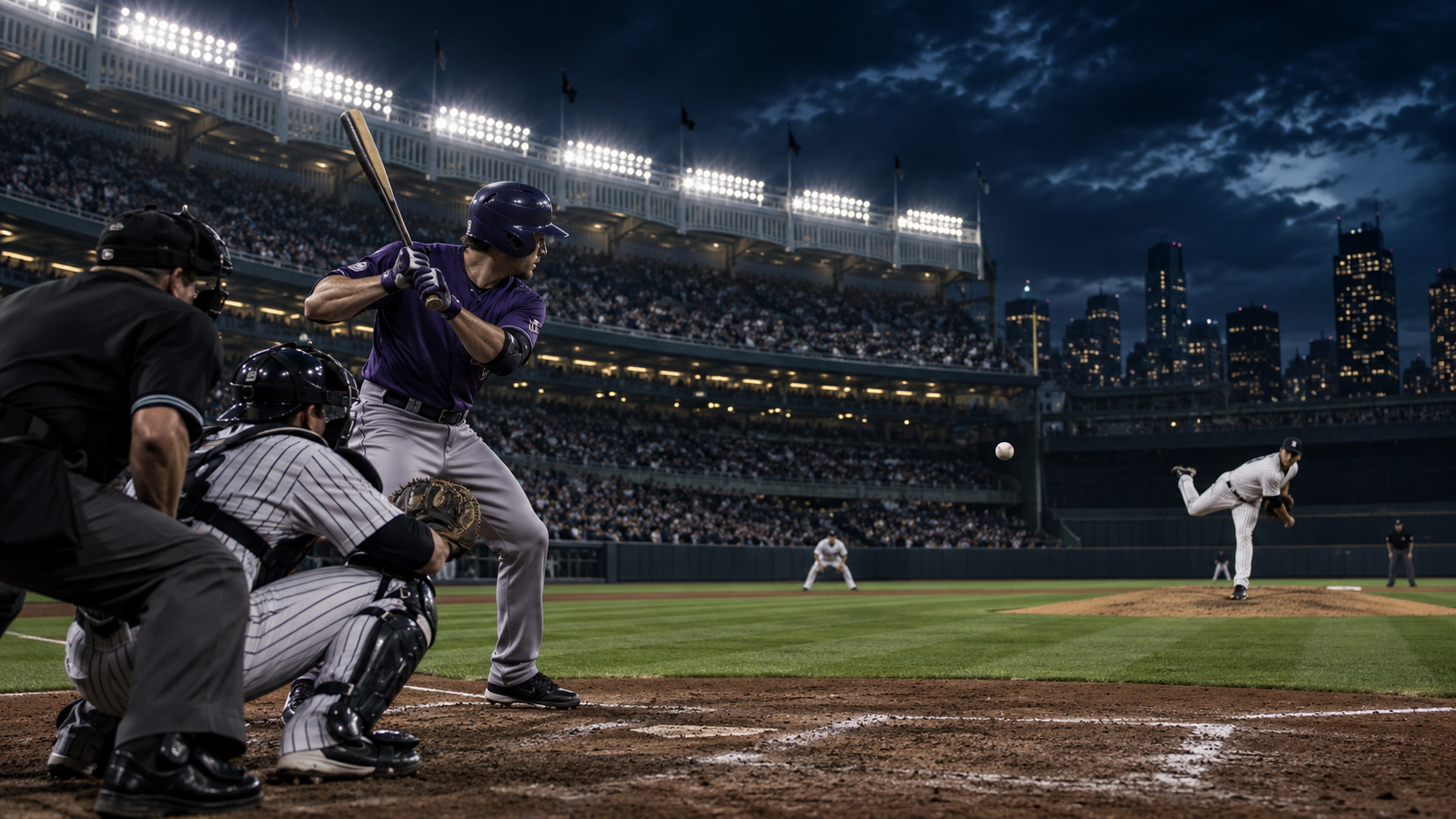 Editorial MLB scene for Colorado Rockies at New York Yankees