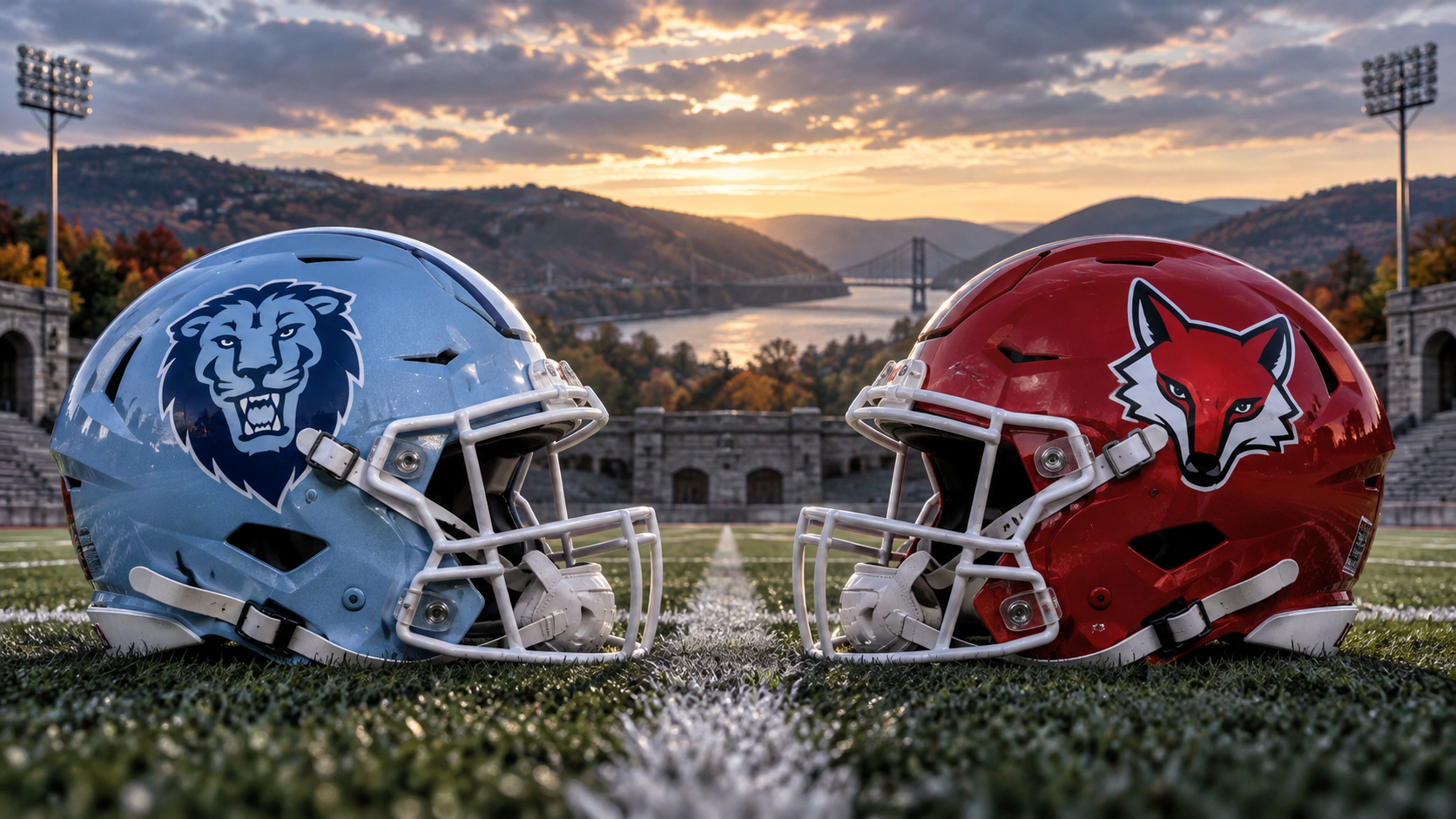 Editorial illustration of Columbia Lions at Marist Red Foxes team equipment