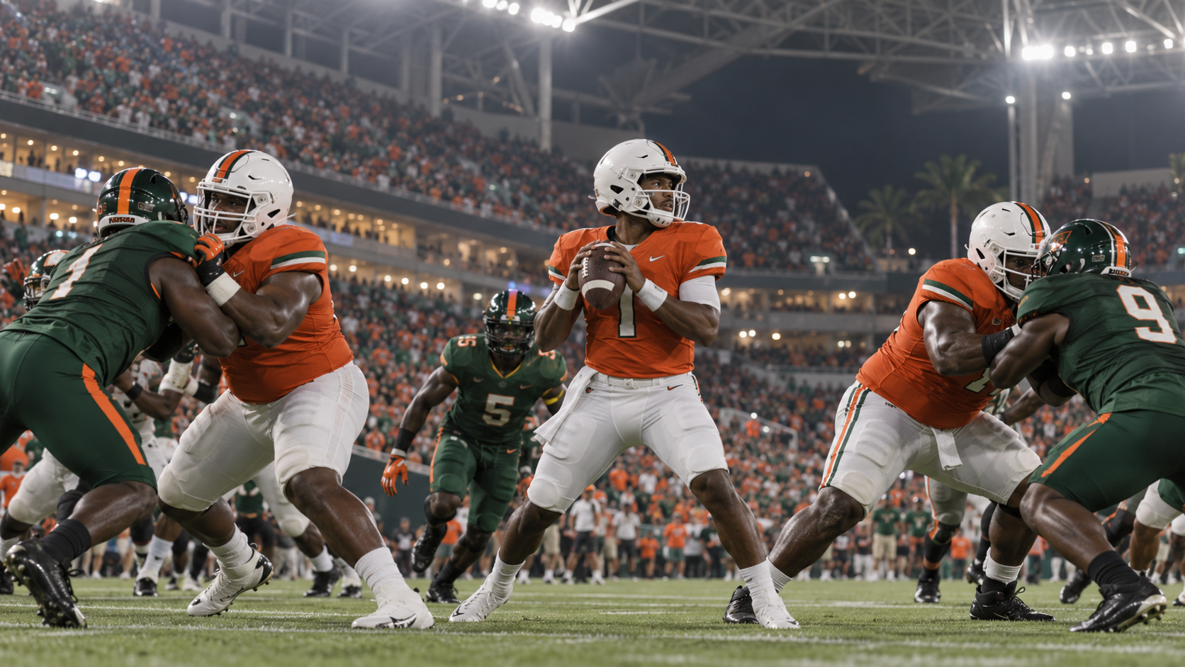 Florida A&M Rattlers and Miami Hurricanes game action