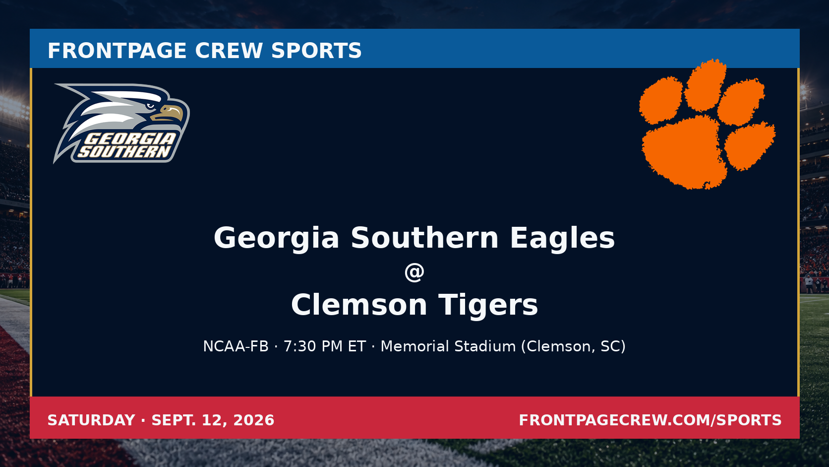 Georgia Southern Eagles and Clemson Tigers game scene