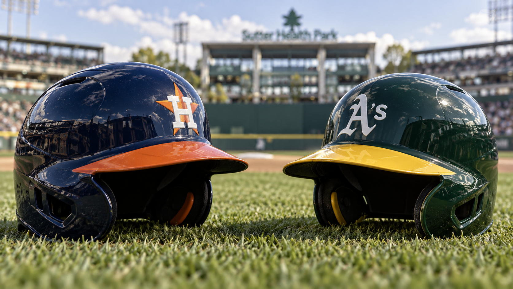 Editorial illustration representing Houston Astros and Athletics