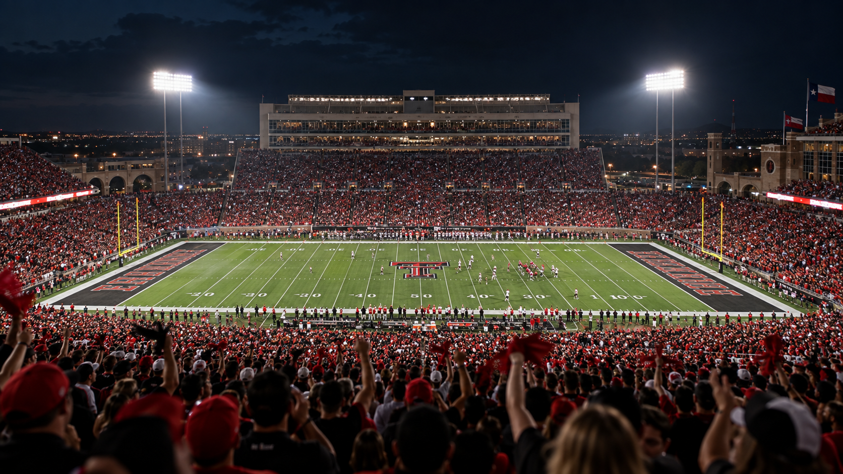 Sports venue scene for Houston Cougars at Texas Tech Red Raiders