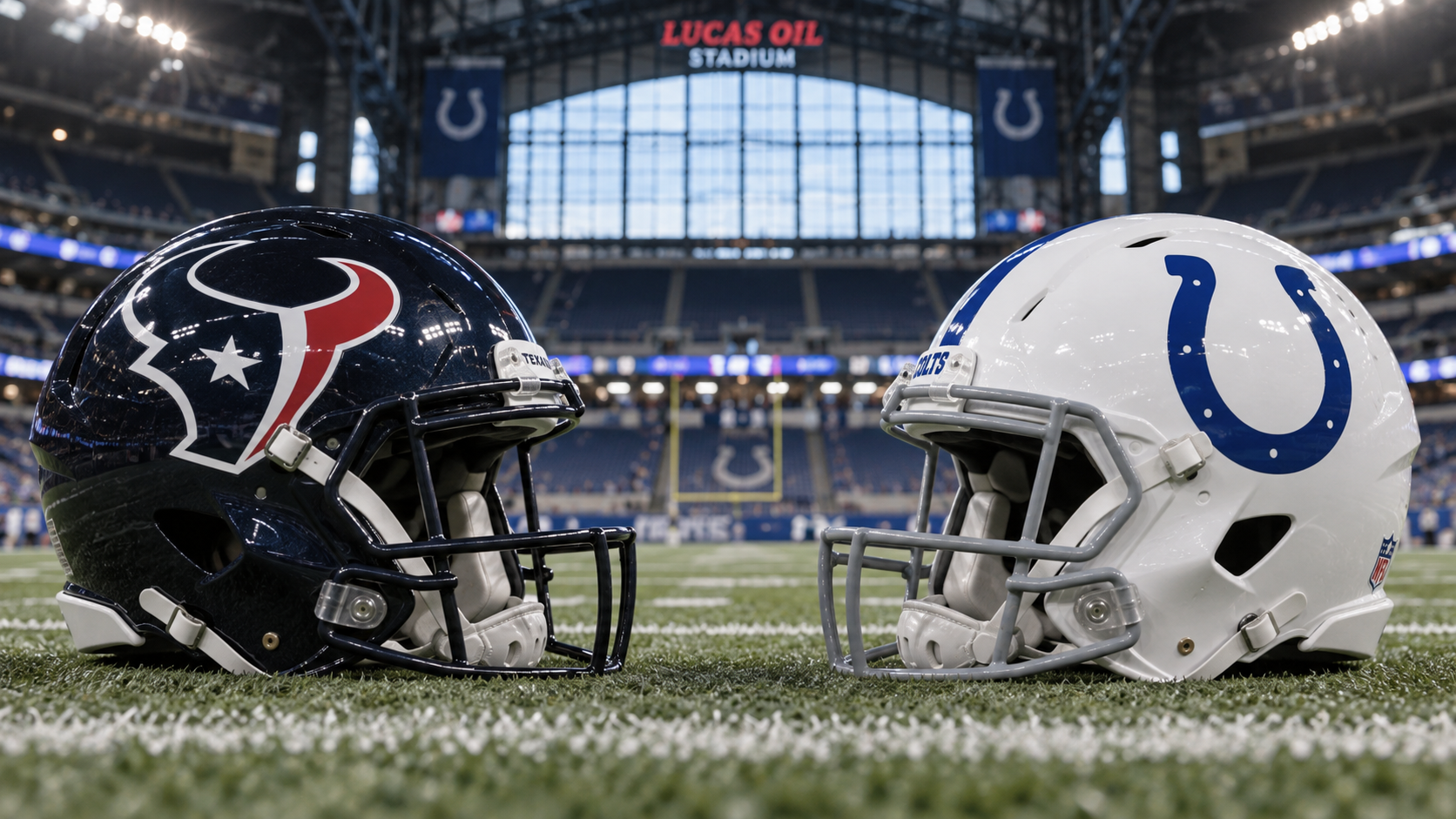 Editorial illustration representing Houston Texans and Indianapolis Colts