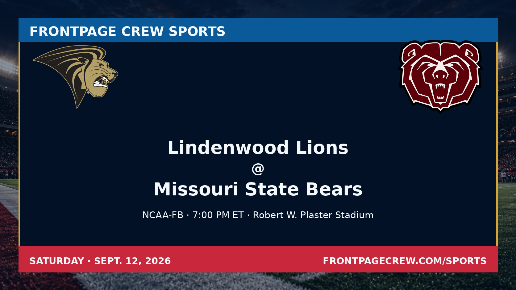 Lindenwood Lions and Missouri State Bears game scene