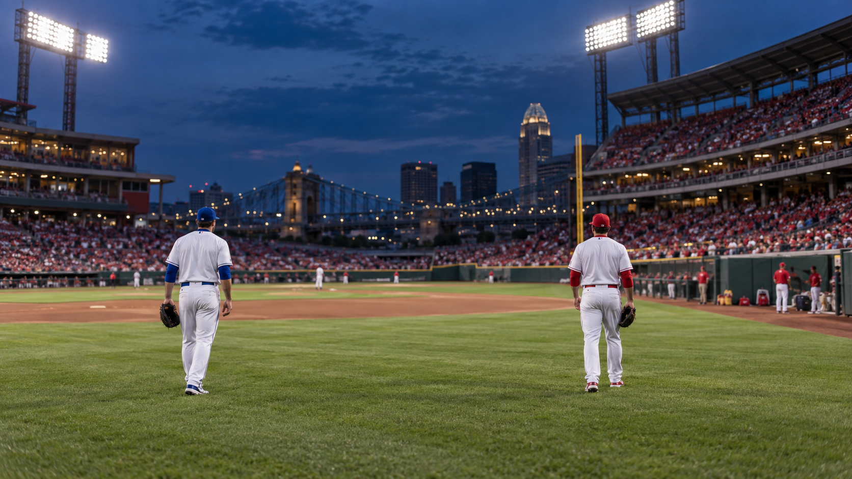 Baseball stadium scene for Los Angeles Dodgers at Cincinnati Reds