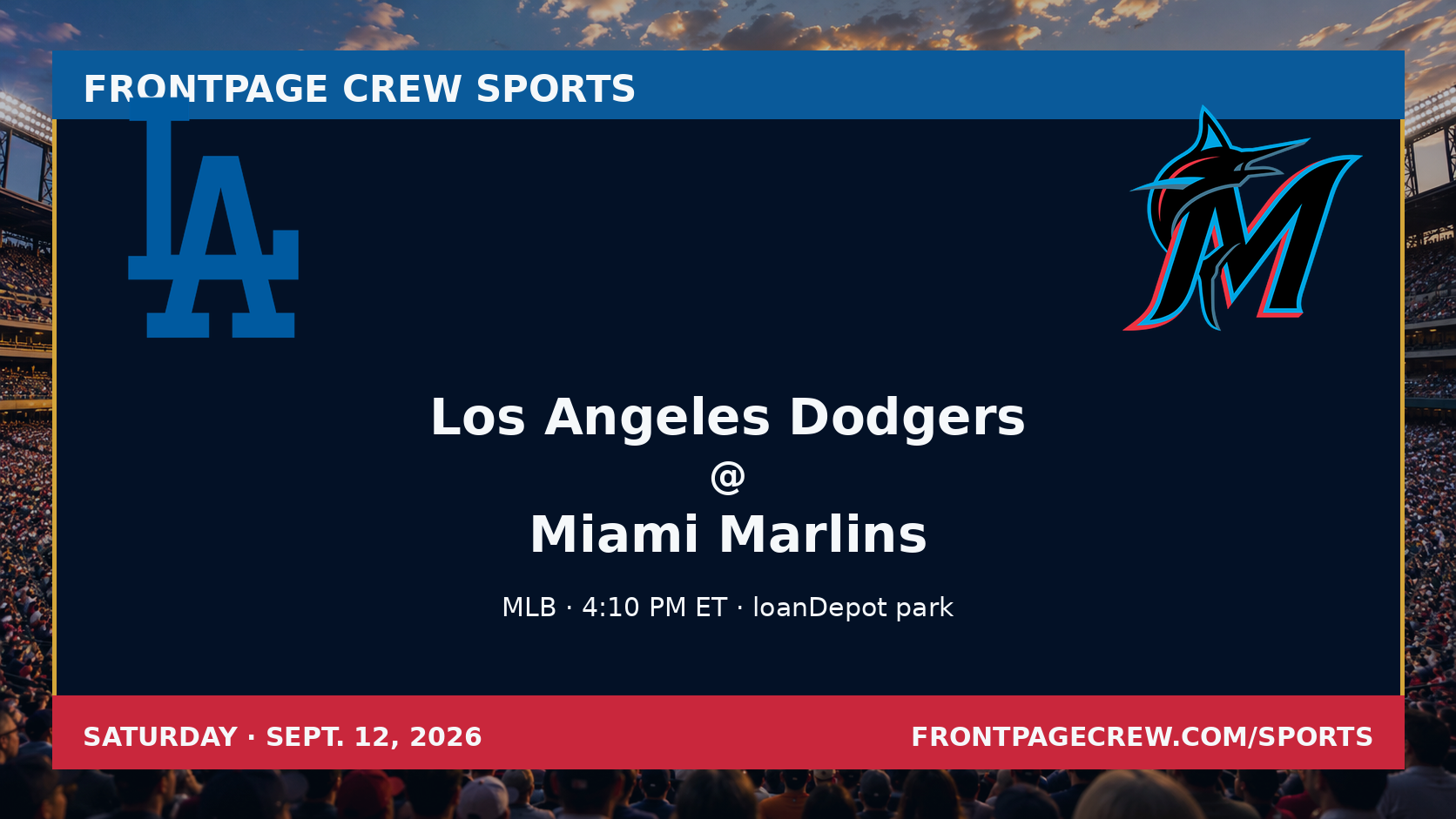 Los Angeles Dodgers and Miami Marlins game scene