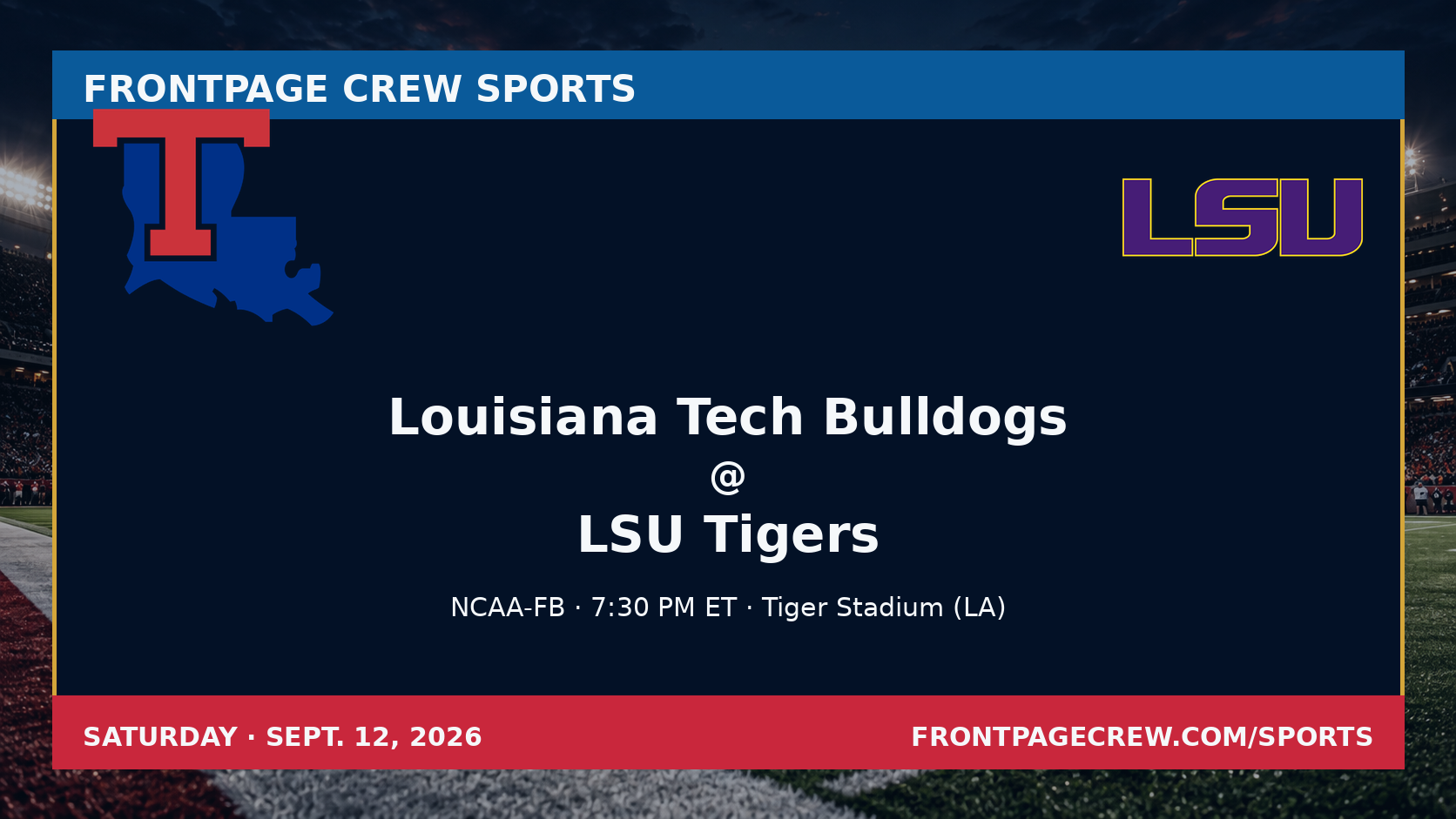 Louisiana Tech Bulldogs and LSU Tigers game scene