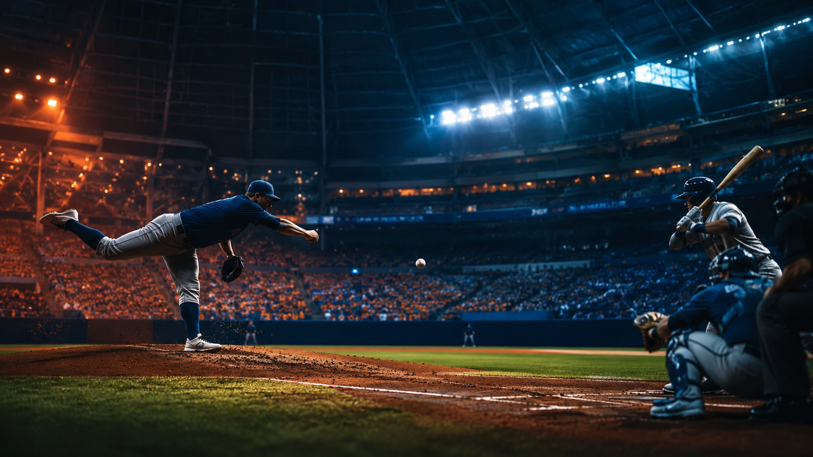 Game-night baseball illustration for Mets at Rays