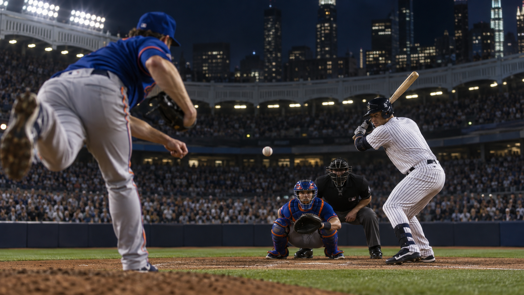New York Mets and New York Yankees game scene