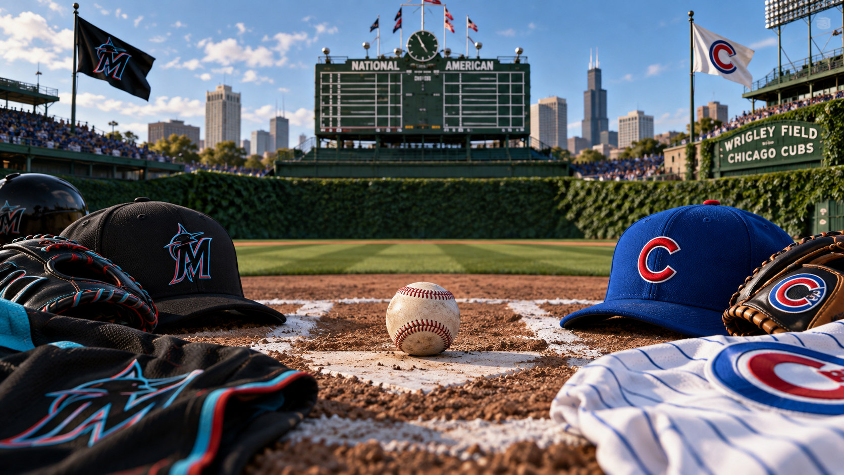 Miami Marlins at Chicago Cubs matchup artwork