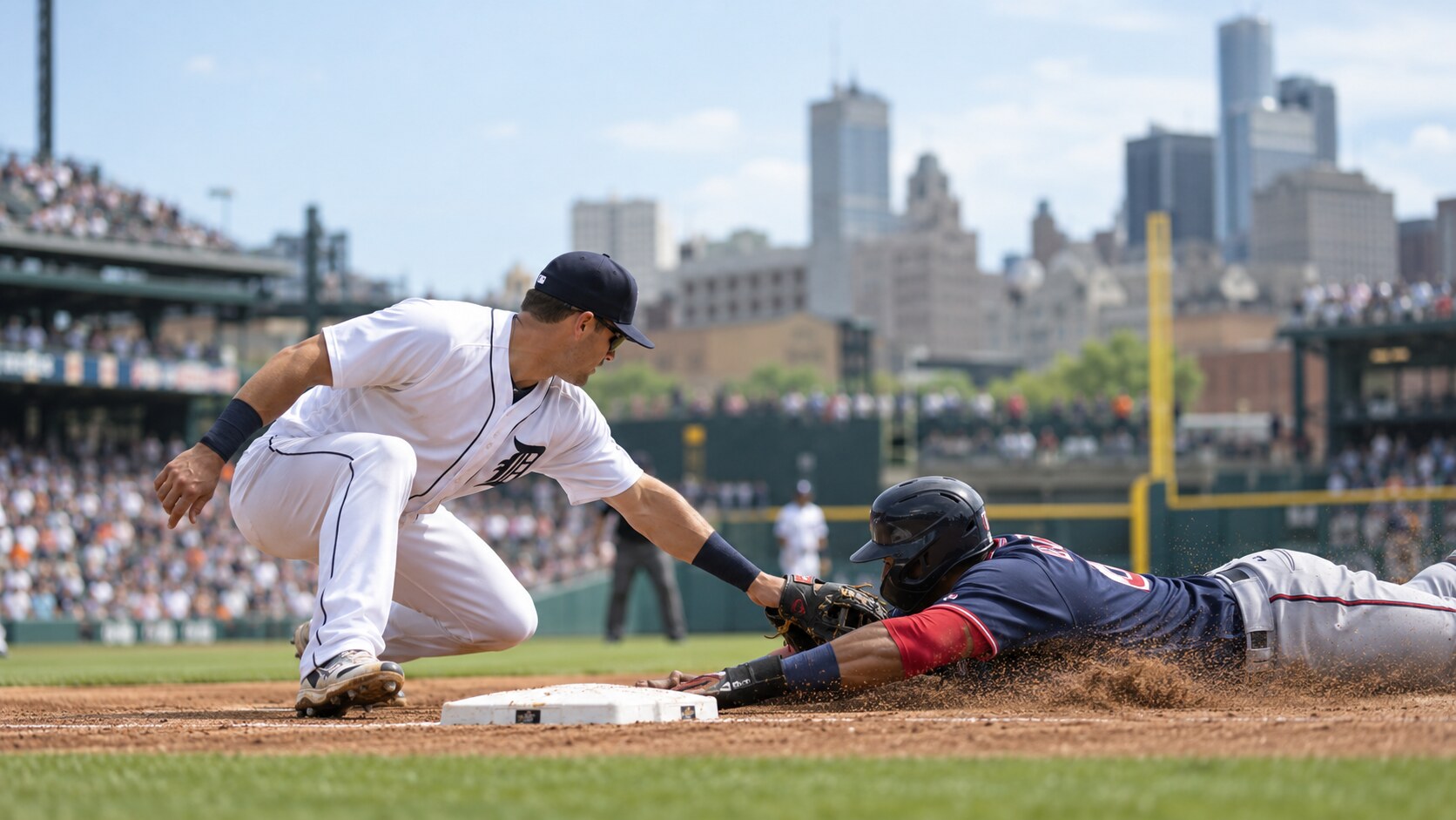 Game-action editorial image for Minnesota Twins at Detroit Tigers
