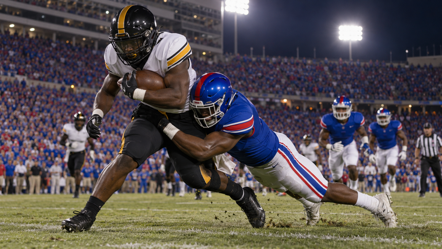Missouri Tigers and Kansas Jayhawks game scene