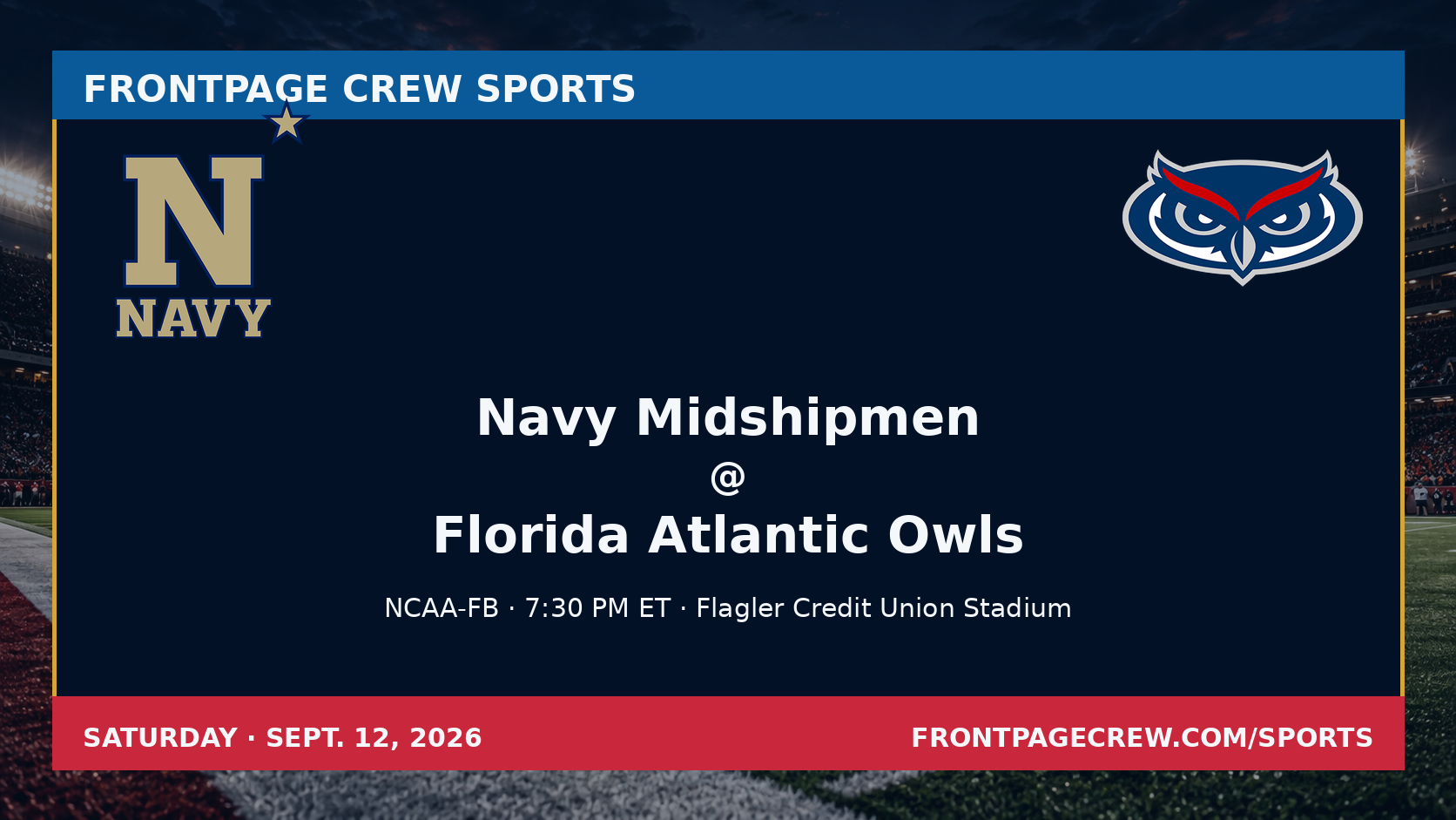 Navy Midshipmen and Florida Atlantic Owls game scene