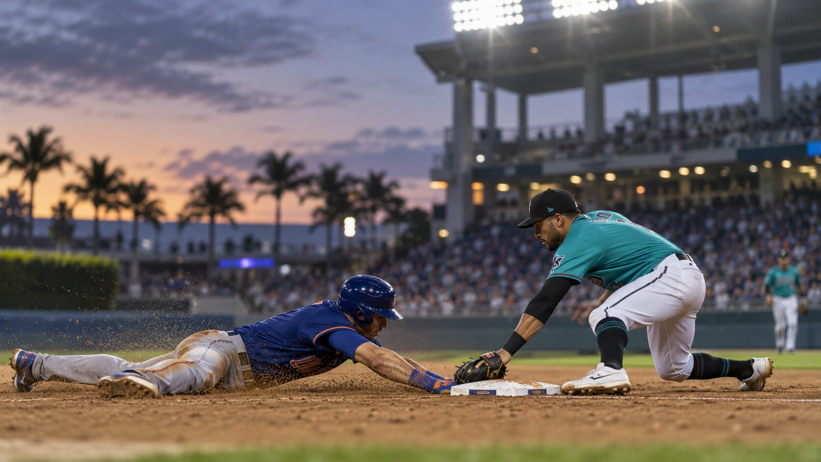 Game-action editorial image for New York Mets at Miami Marlins