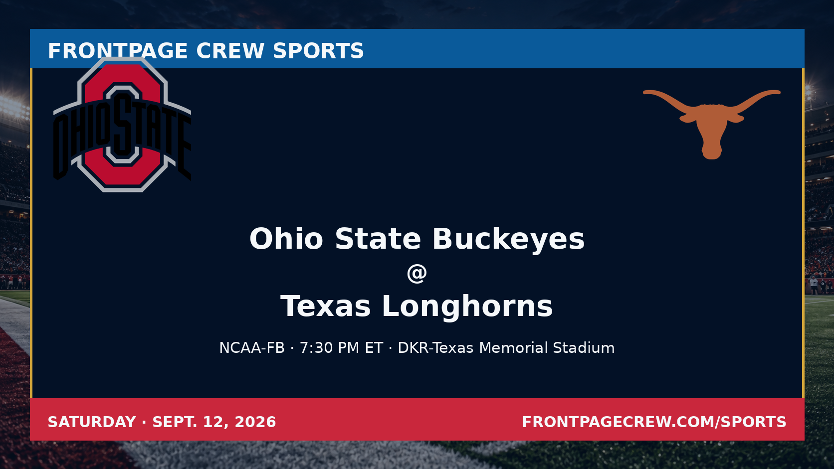 Ohio State Buckeyes and Texas Longhorns game scene
