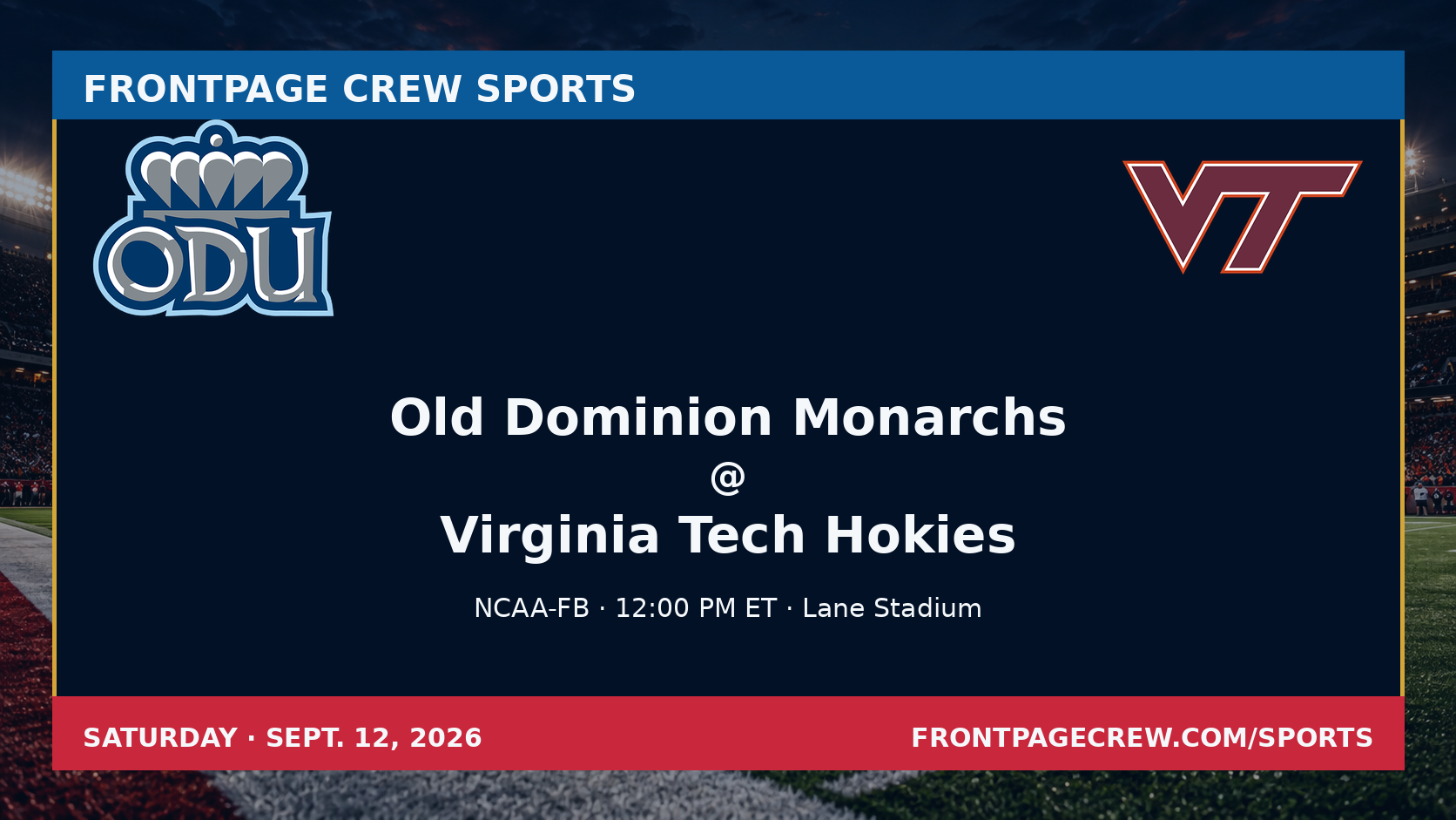 Old Dominion Monarchs and Virginia Tech Hokies game scene