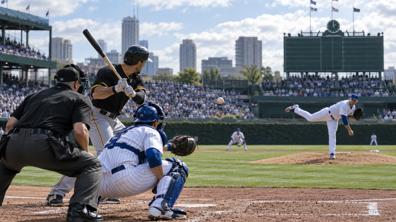 Text-free MLB game scene for Pittsburgh Pirates at Chicago Cubs