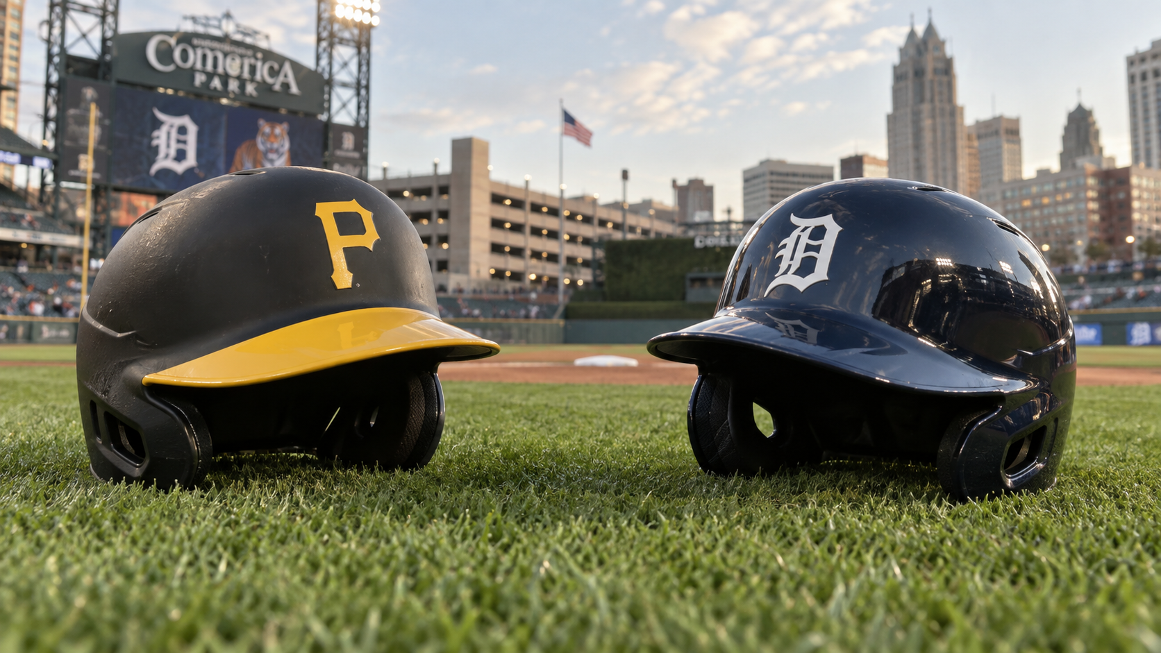 Editorial illustration representing Pittsburgh Pirates and Detroit Tigers