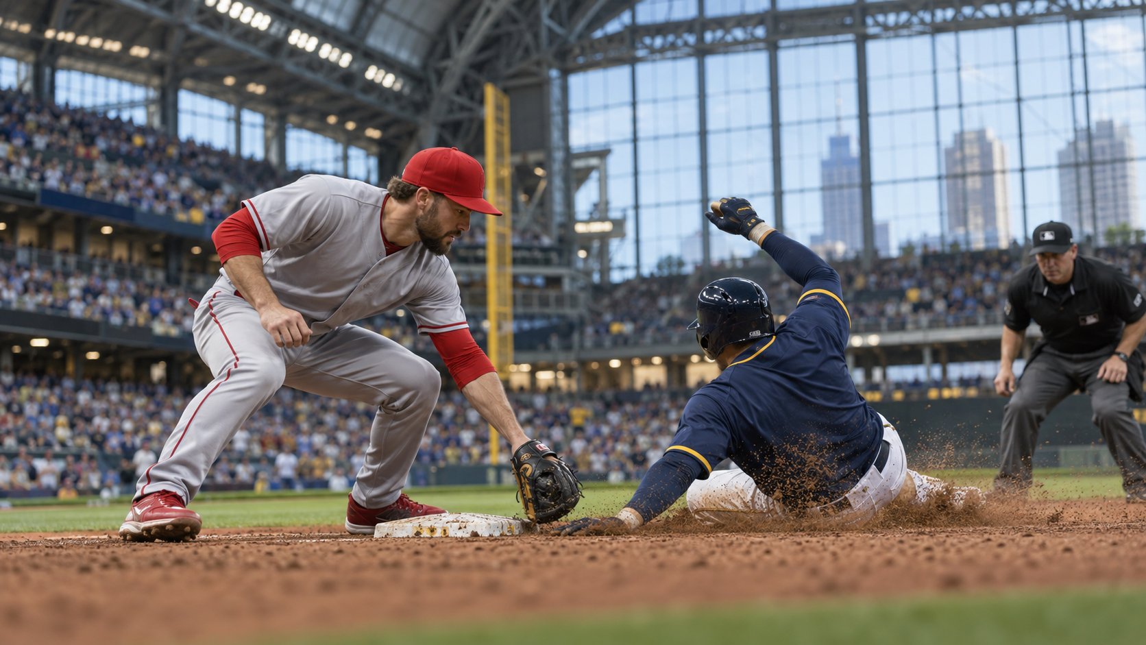 Cincinnati Reds and Milwaukee Brewers game scene