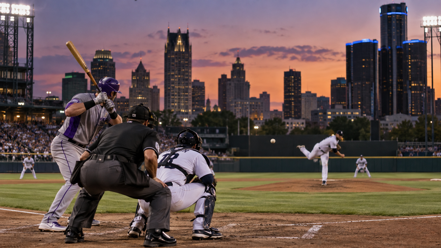 Colorado Rockies and Detroit Tigers game scene