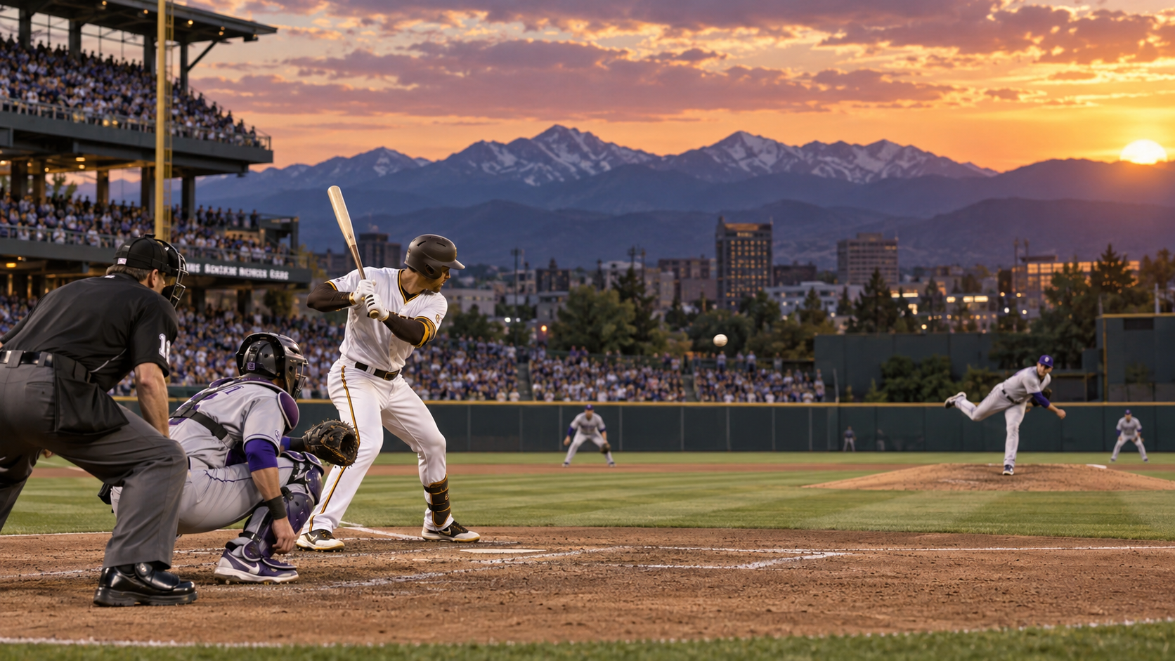 Baseball stadium scene for San Diego Padres at Colorado Rockies