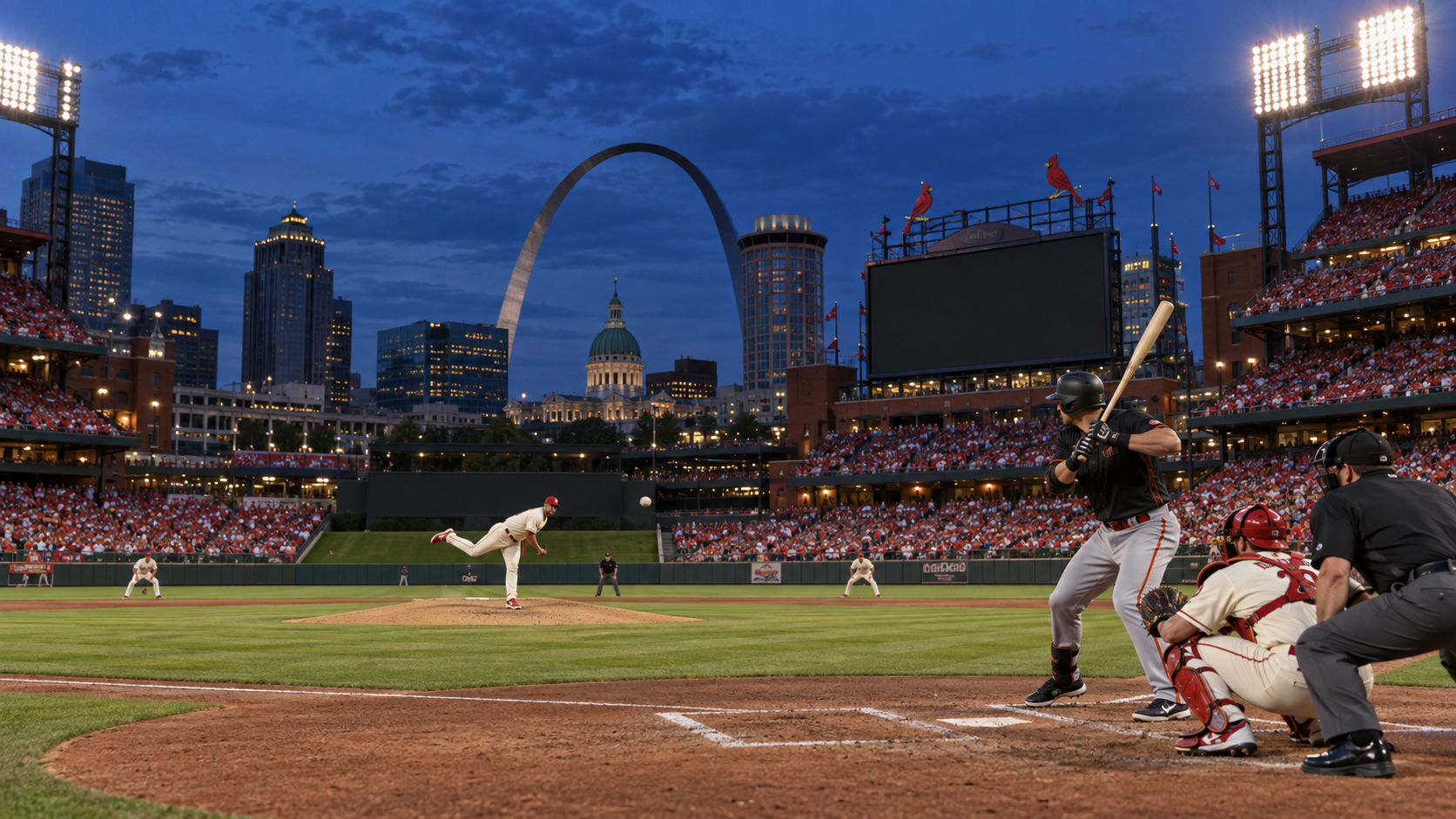 Text-free MLB game scene for San Francisco Giants at St. Louis Cardinals