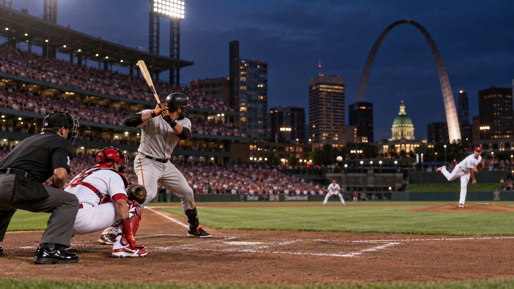 Baseball stadium scene for San Francisco Giants at St. Louis Cardinals