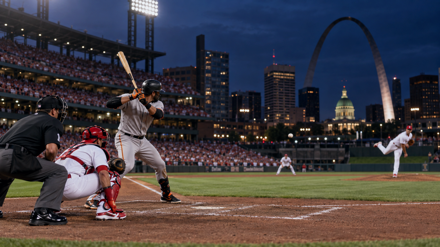 Baseball stadium scene for San Francisco Giants at St. Louis Cardinals