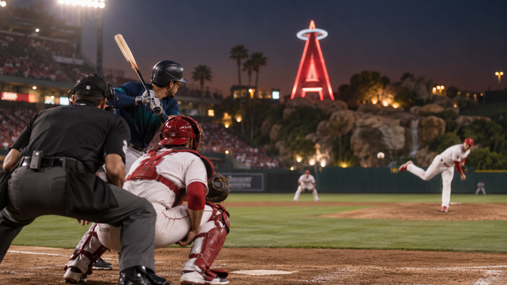 Text-free MLB game scene for Seattle Mariners at Los Angeles Angels