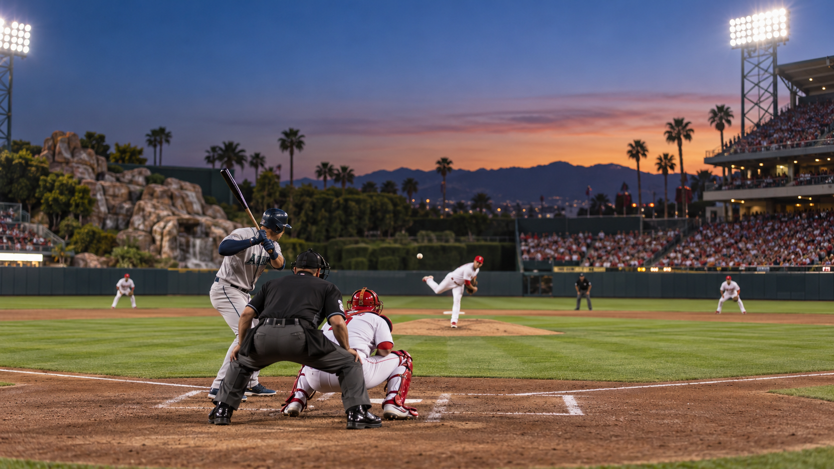 Baseball stadium scene for Seattle Mariners at Los Angeles Angels