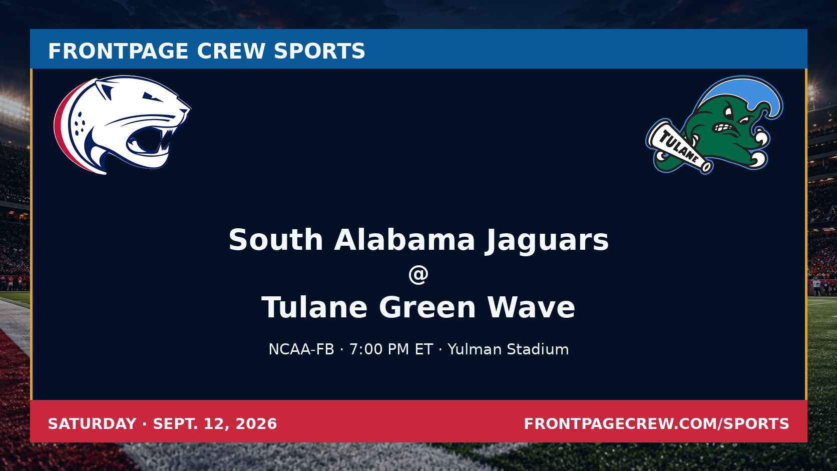 South Alabama Jaguars and Tulane Green Wave game scene