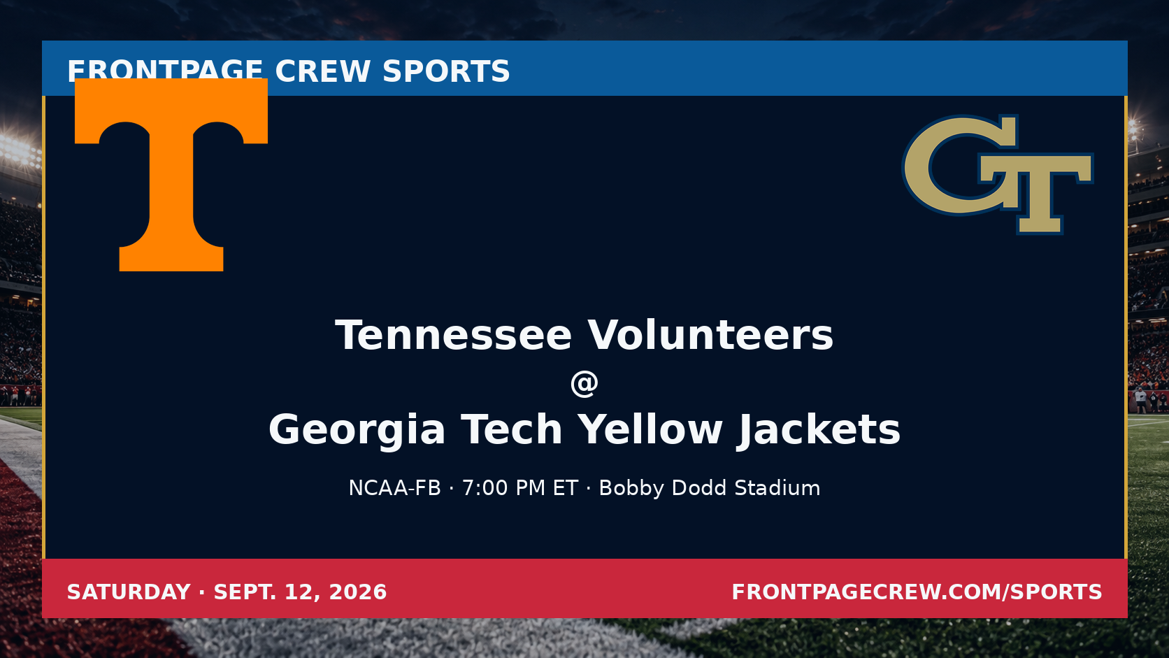 Tennessee Volunteers and Georgia Tech Yellow Jackets game scene