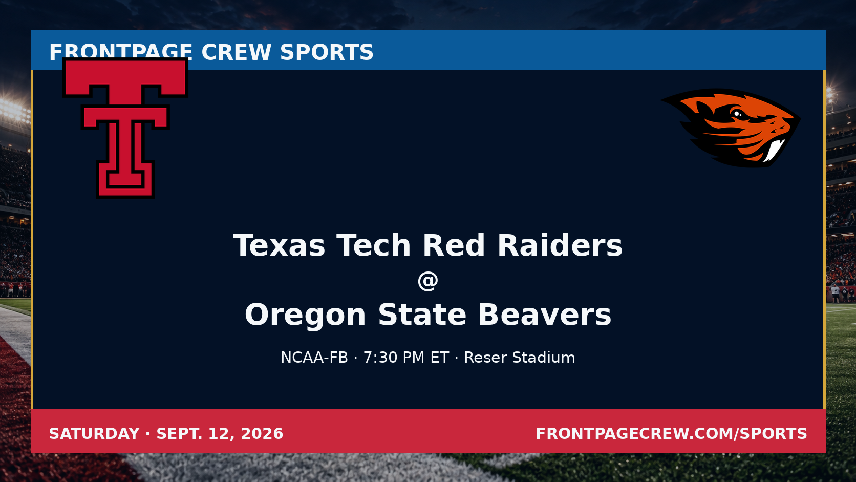 Texas Tech Red Raiders and Oregon State Beavers game scene